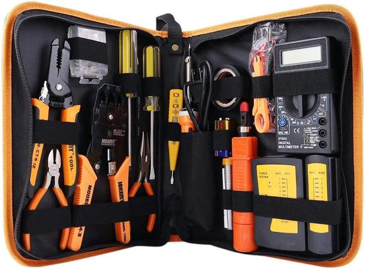 Vszerda Vszerda 17-piece network tool kit with crimper, punch-down tool and cable tester — product photo