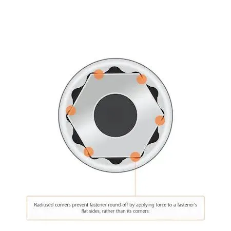 Dynamic 1/2 inch drive 12-point SAE socket chrome finish knurled ring