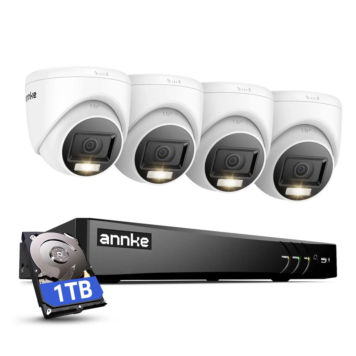 Annke Annke 8CH Wired Outdoor Security Camera System 1TB HDD 66ft Night Vision White — product photo