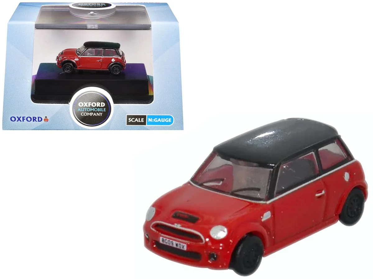 Oxford Diecast Oxford Diecast Mini Cooper S RHD Chili Red Black Top 1/148 hobby collectible — product photo