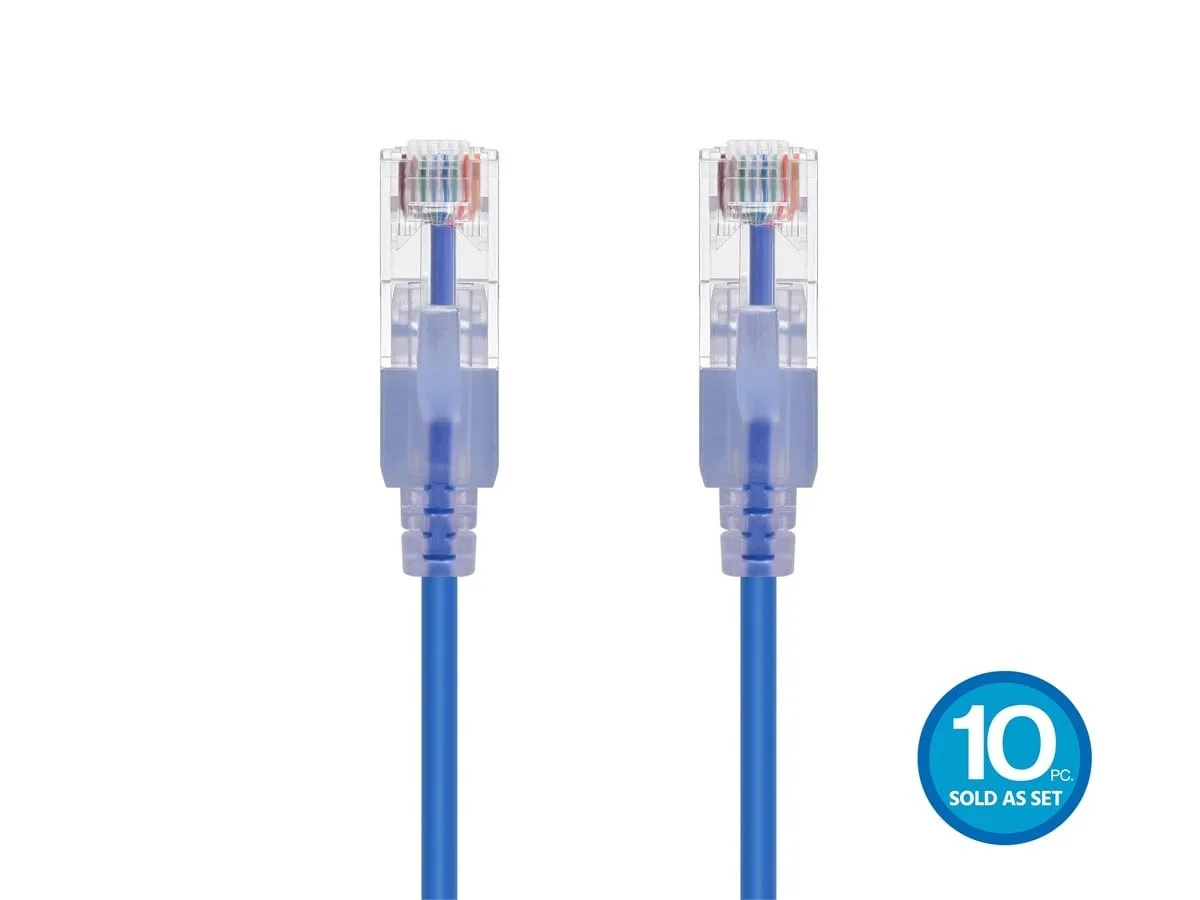 Monoprice Inc. Monoprice 115166 SlimRun Cat6A Network Ethernet Cable 10ft Blue 10-Pack — product photo