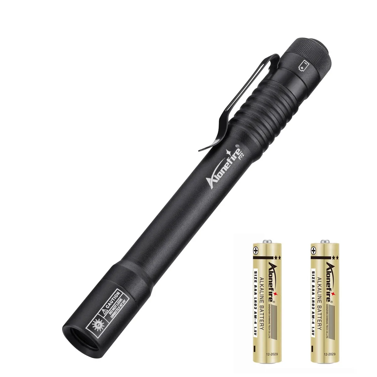 Small cylindrical aluminium UV flashlight, 25g, 365nm wavelength, 2xAAA batteries included