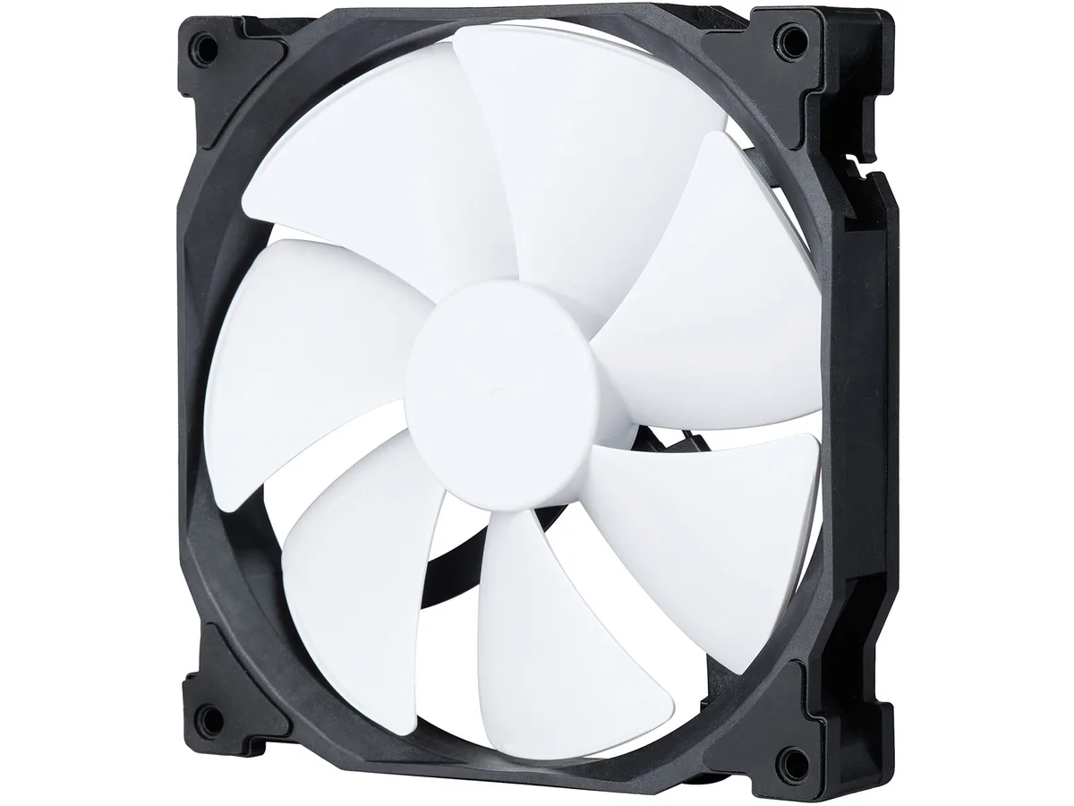 Phanteks Phanteks PH-F140MP_BK02 140mm PWM case fan, 500-2000 RPM, 93 CFM, 39.1 dBA, black frame white blades — product photo