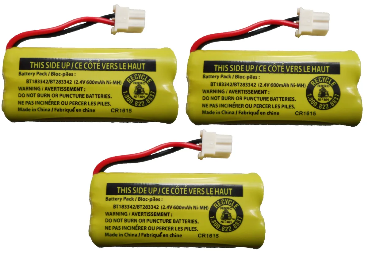 Three sealed packs of two AAA NiMH batteries each