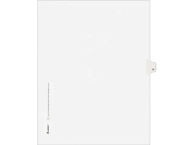 Avery Avery 11922 Legal Side Tab Dividers 12 Title Letter White 25 Pack card filing — product photo