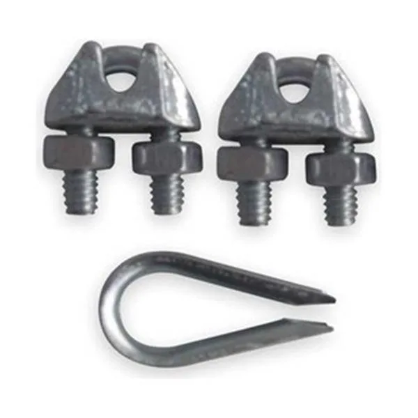 Dayton 3/8 inch wire rope clip and thimble kit, galvanized steel fittings