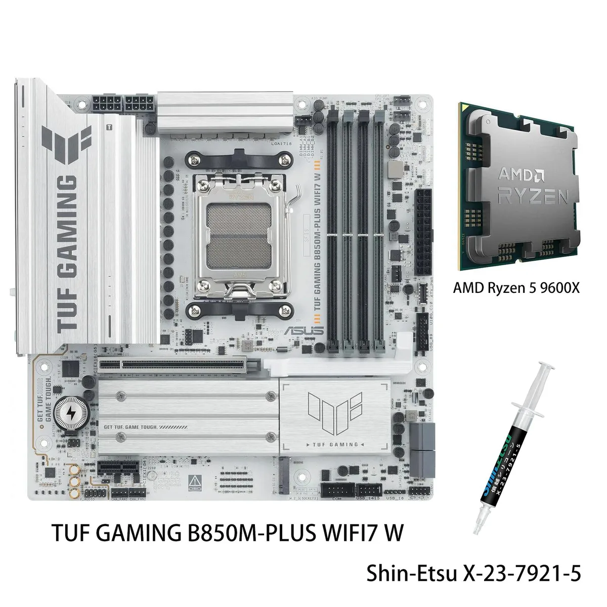 ASUS ASUS TUF GAMING B850M-PLUS WIFI7 W AMD motherboard &amp; Ryzen 5 9600X CPU combo — product photo