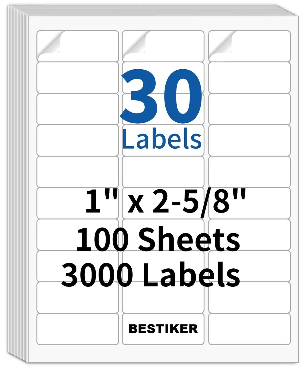  BESTIKER TT.30up.100.BR Labels 1" x 2-5/8" 30-up 100 Sheets 3000 — product photo