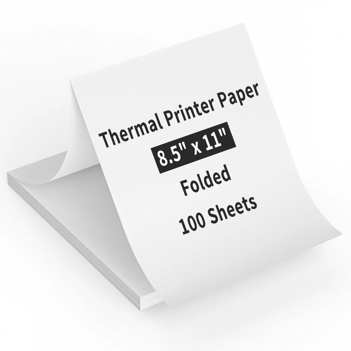White glossy thermal paper sheets US letter size 8.5 x 11 inches 100 count