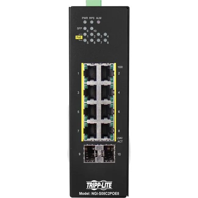 Tripp Lite Tripp Lite NGIS08C2POE8 8-port industrial managed network switch — product photo