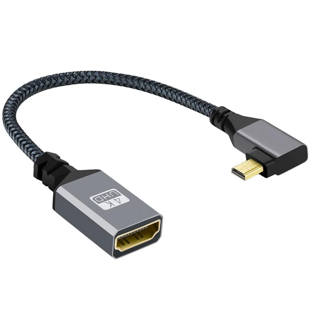 LORDWORLD LORDWORLD 4K Micro HDMI 1.4 Male 90° Left Angled to HDMI Female Extension Cable — product photo