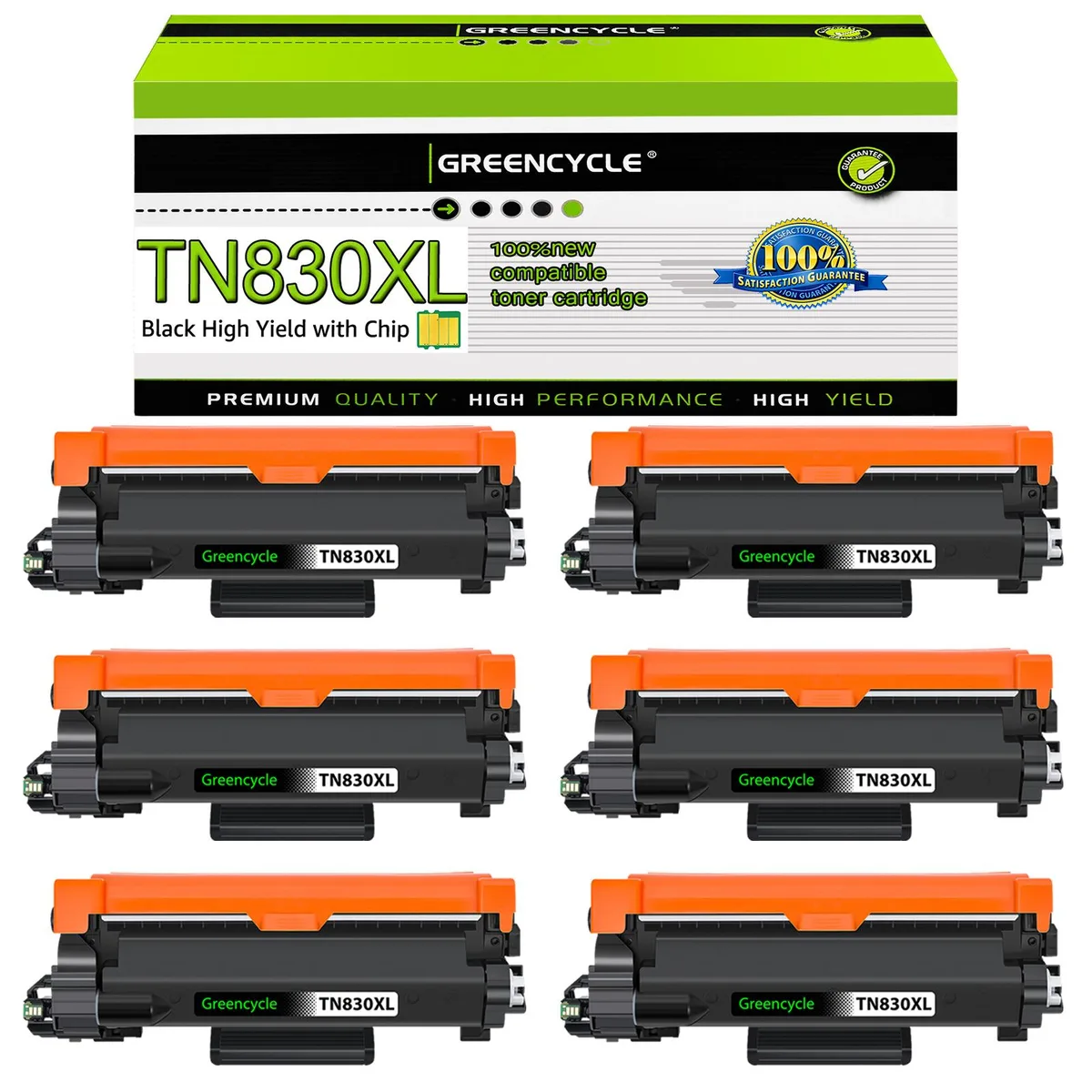 GREENCYCLE GREENCYCLE 6 Pack TN830XL Black Toner Cartridge — product photo