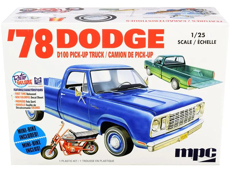 Mpc Mpc 1978 Dodge D100 Pickup Truck with Mini Bike 1/25 Scale Model Kit — product photo