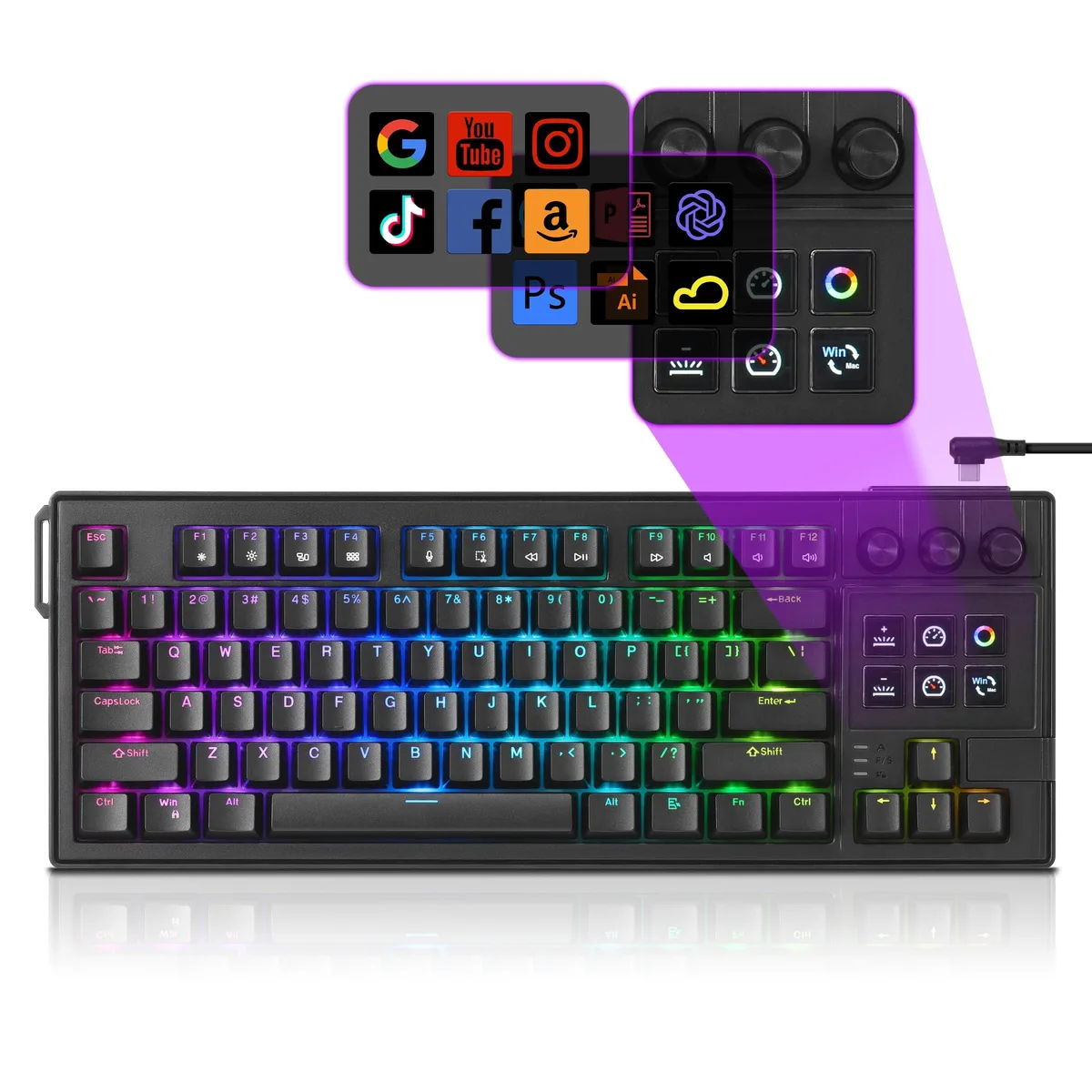  Redragon K87 Pro TKL Mechanical Gaming Keyboard 80% Black 72 16.8M RGB — product photo