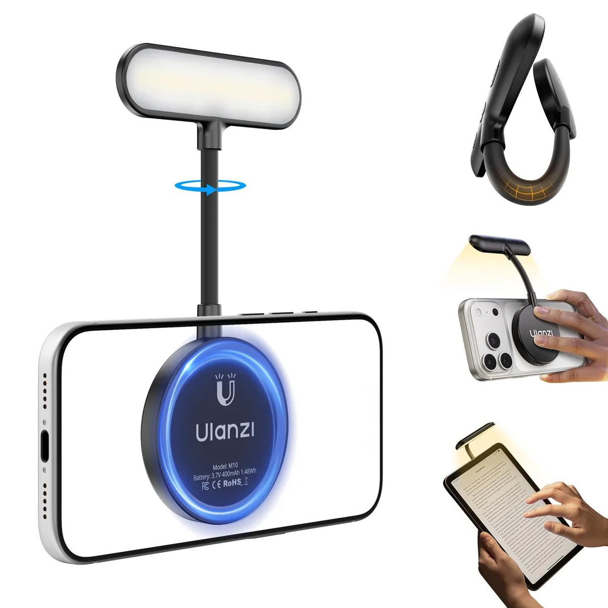  ULANZI M10 Magnetic Selfie Light Gooseneck 5 Levels 50min — product photo