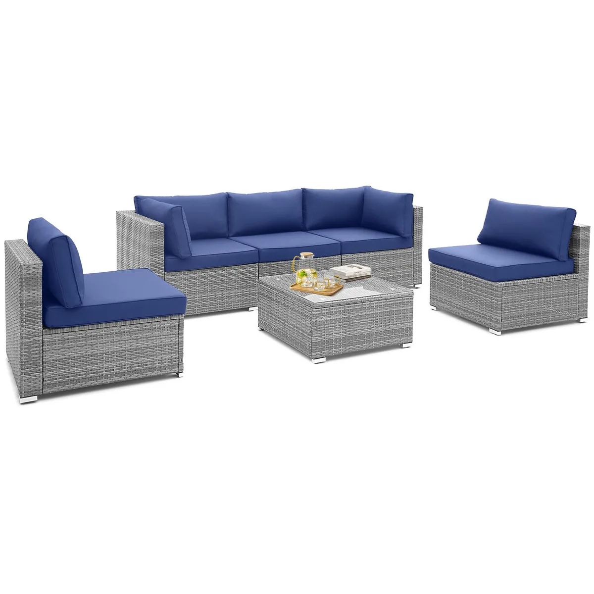 SlickBlue SlickBlue 6 Piece Patio Conversation Sofa Set Navy — product photo