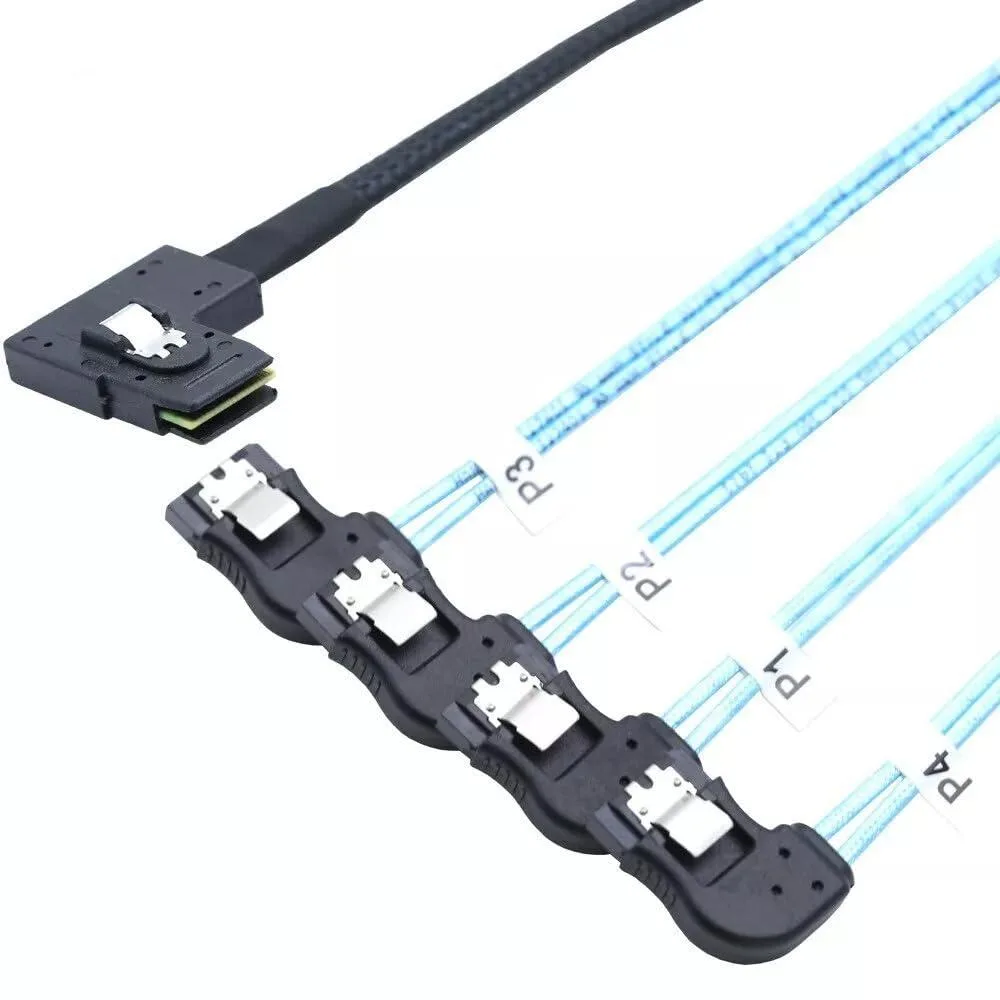 Vszerda Vszerda LMNSASFF8087-4PST7PR Mini SAS SFF-8087 to 4 SATA 7P Right Angle Cable 100CM — product photo