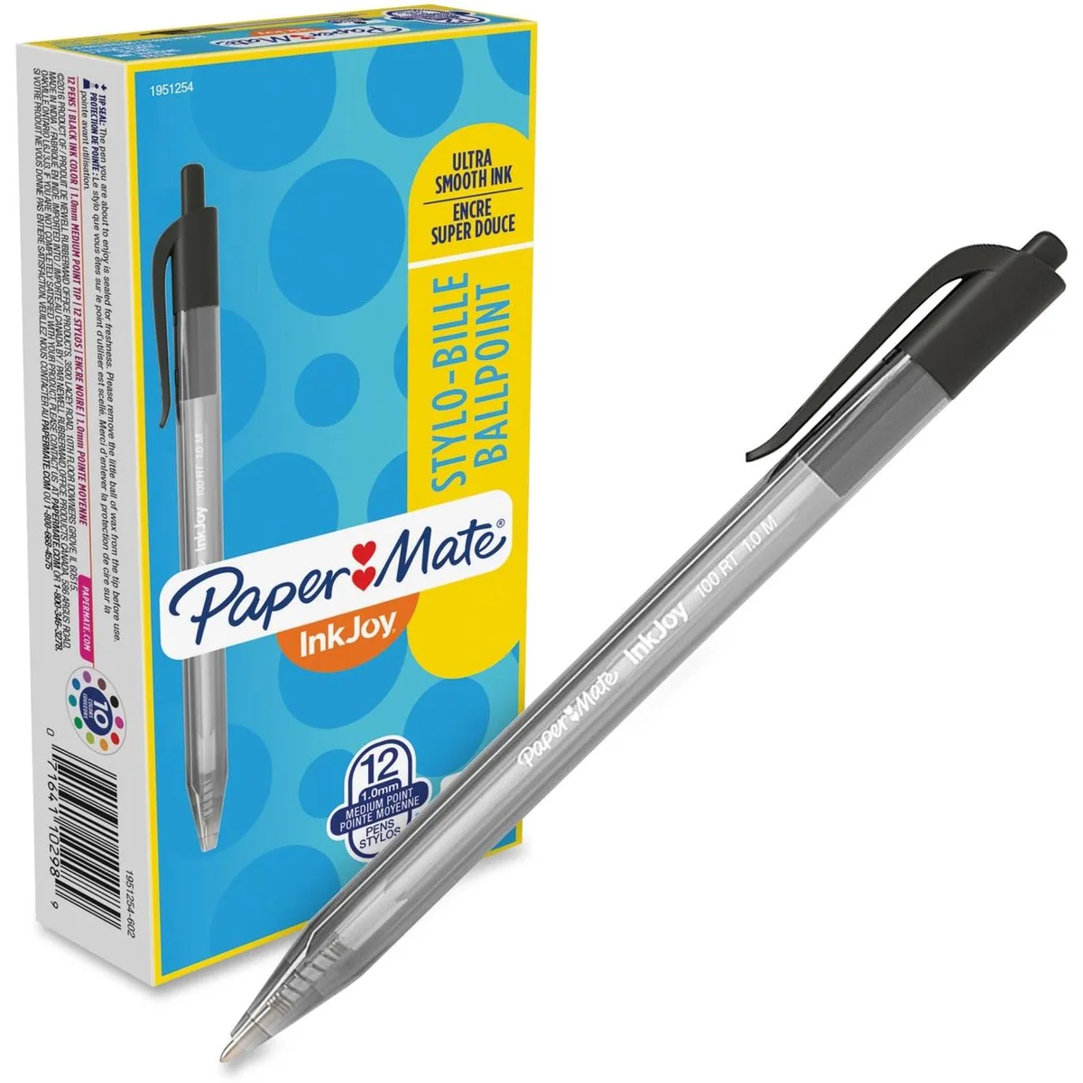 Rubbermaid Rubbermaid 1951254 Paper Mate InkJoy 100 RT Pens Black 12 Pack — product photo