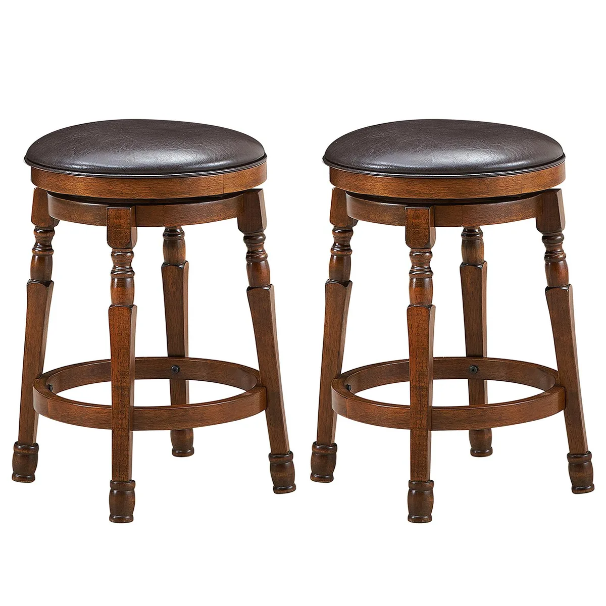 SlickBlue SlickBlue 24-Inch Swivel Barstool Walnut Set of 2 — product photo
