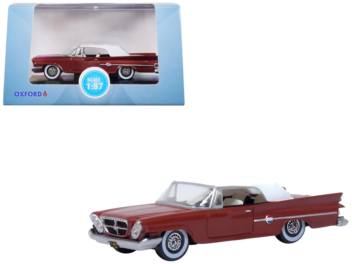 Oxford Diecast Oxford Diecast 1961 Chrysler 300 Convertible Cinnamon Brown White Top 1/87 Scale Hobby Collectible — product photo
