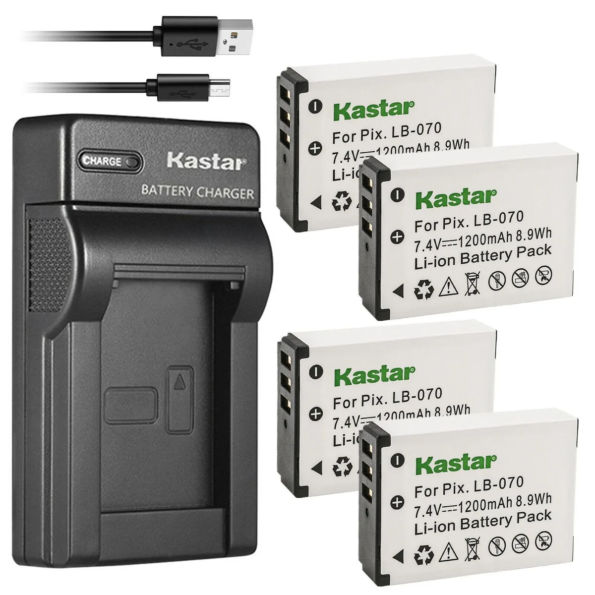 Kastar Kastar 4-Pack LB-070 Battery + Slim USB Charger — product photo