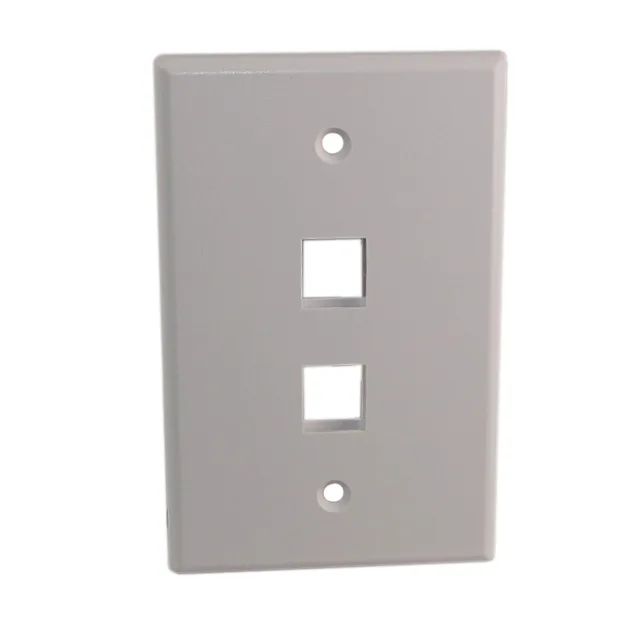 Quest Quest NFP-5028 White 2 Port Double Gang Keystone Wall Plate 4.875" x 4.75" x 0.25 — product photo