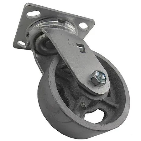 Iron swivel plate caster wheel, 5 inch diameter, 2 inch wide, 1000 lb load rating