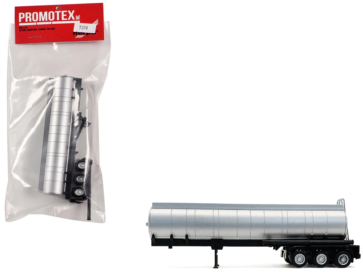 Promotex Promotex 3-Axle Chemical Tanker Trailer Silver 1/87 (HO) Plastic Model — product photo