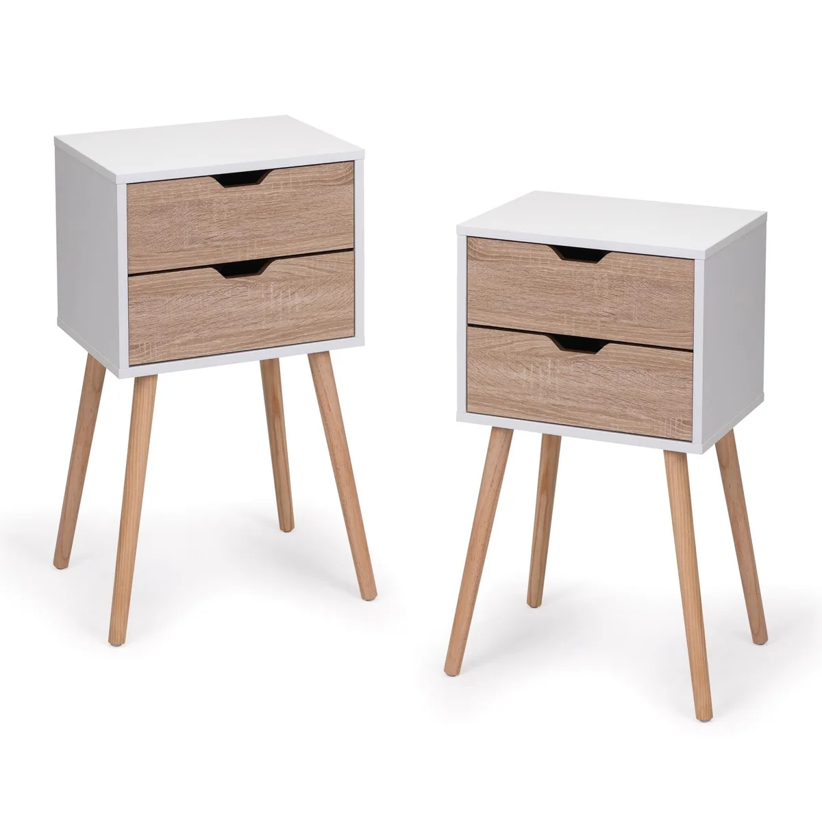 tuphen tuphen Nightstand 2-Drawer White Walnut Bedroom Set 2pcs — product photo