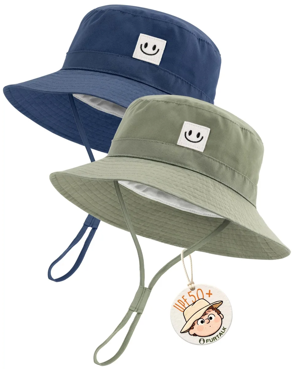 FURTALK Baby Sun Hat Smile Face UPF 50+ Black Polyester — product photo