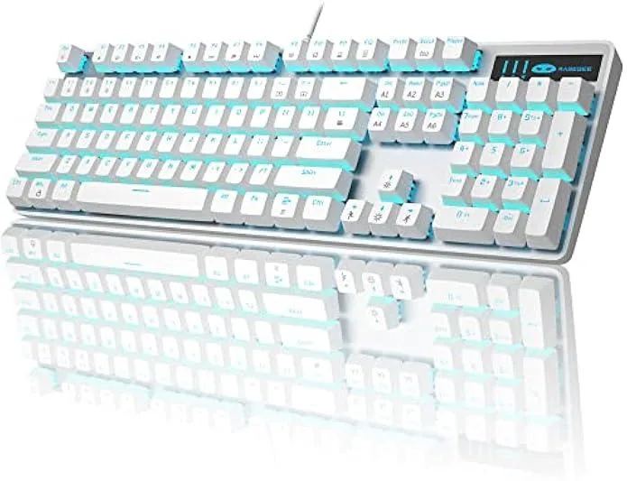 TAURKENAM TAURKENAM Mechanical Gaming Keyboard Blue Switch White 104 Keys 18 Backlight Modes — product photo
