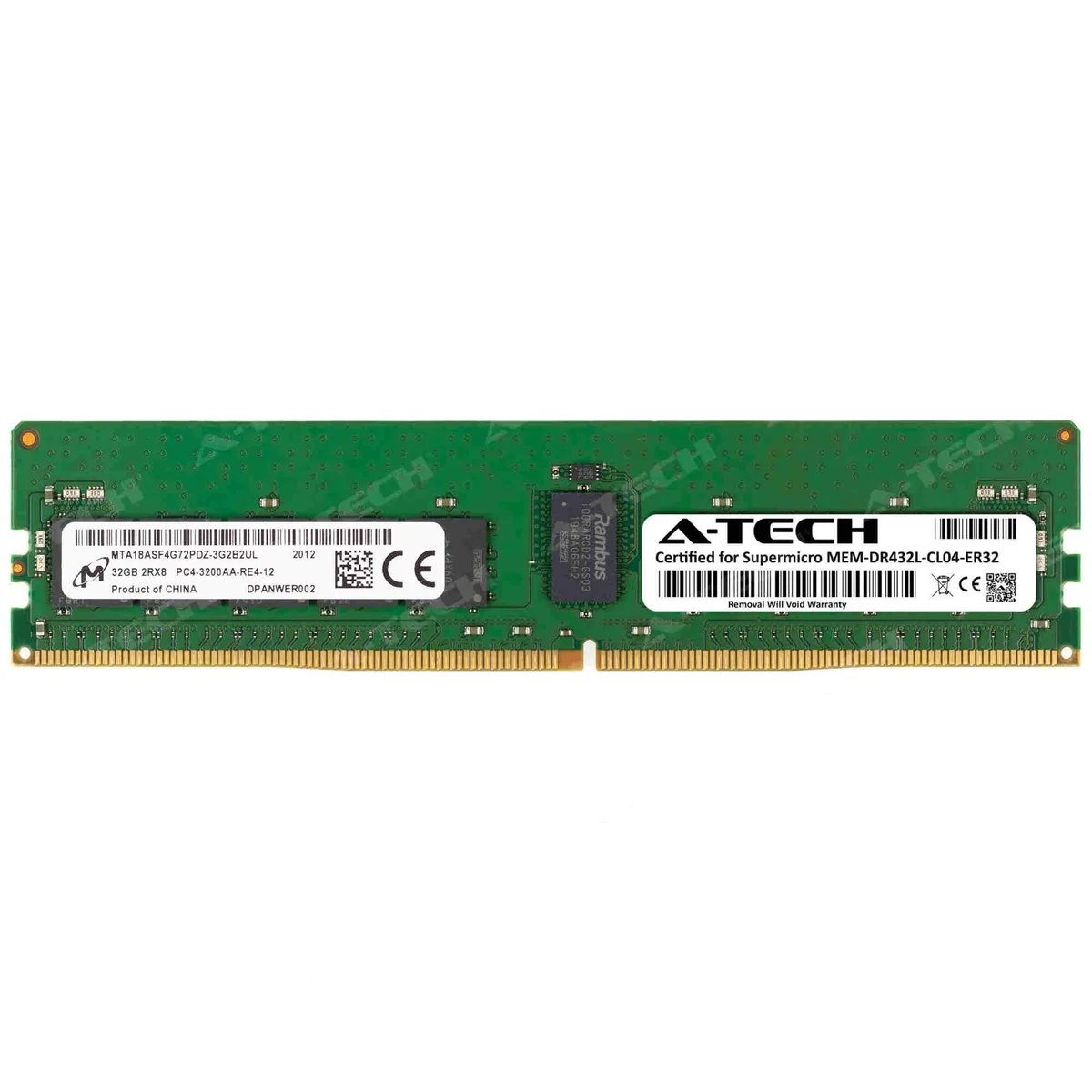 A-Tech A-Tech 32GB DDR4 3200MHz ECC Registered RDIMM 2Rx8 CL22 1.2V 288-Pin Server Memory — product photo
