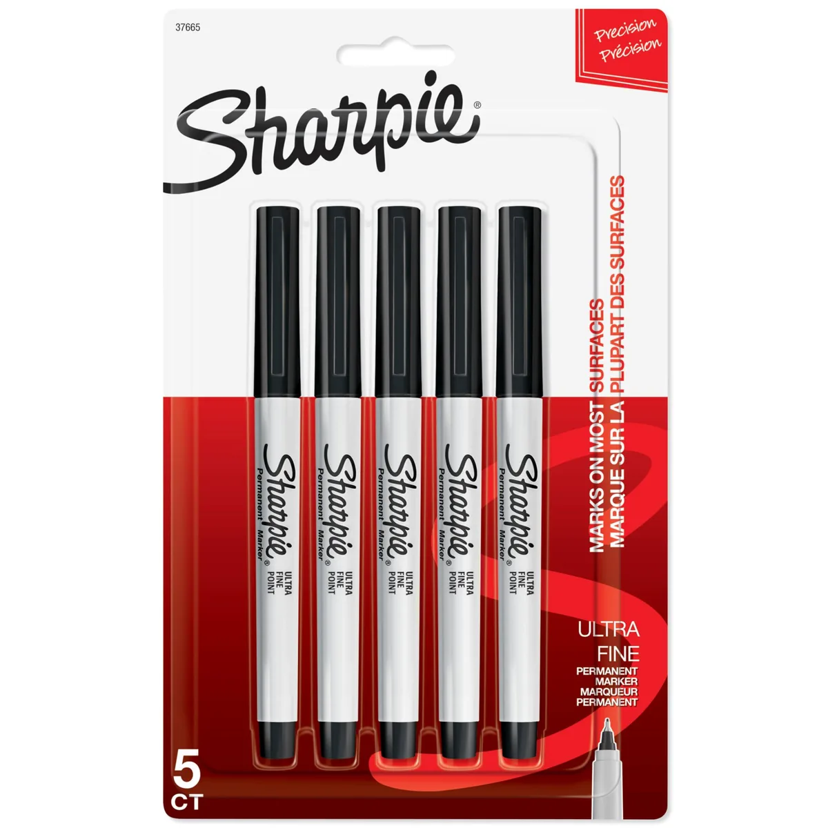 Sharpie Permanent Markers Ultra Fine Point Black 5 Pack — product photo