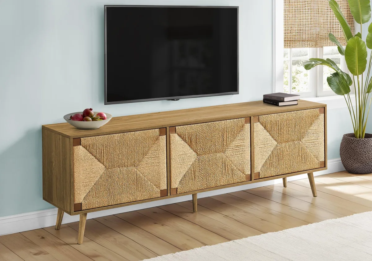 tuphen tuphen 72 Inch TV Stand Walnut Seagrass Home Entertainment — product photo