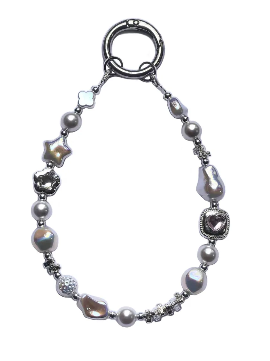 Generic Bpwl-001 Baroque Pearl Crystal Beaded Phone Wrist Strap Bracelet 9.85 Inches — product photo