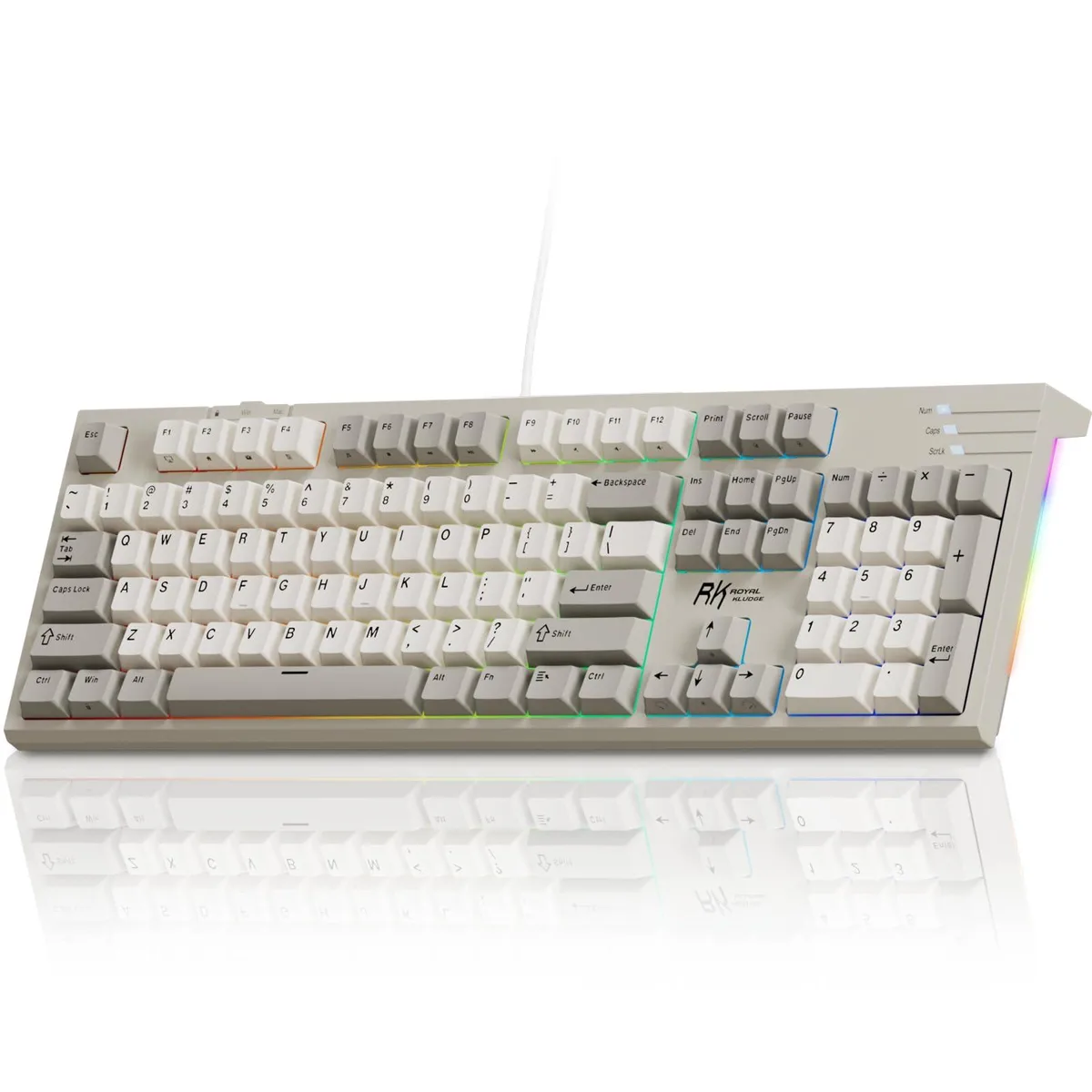 GE R104 Wired Mechanical Keyboard Full Size Gasket Mount Violet Linear Switch Grey RGB 104-key 17.6x5.4x1.6 in — product photo