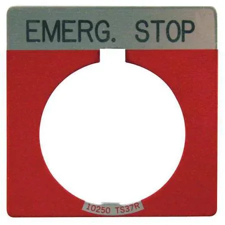 Eaton Eaton 10250TS13 Square Emergency Stop Legend Plate Red — product photo