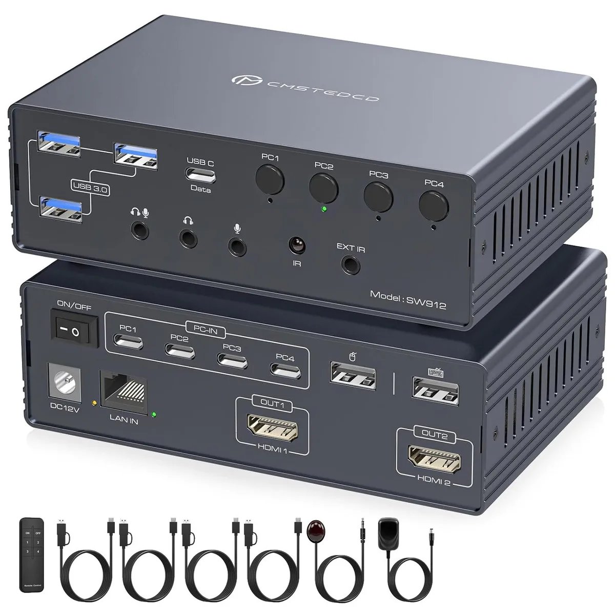 AUTYUE AUTYUE SW912 USB C KVM Switch Docking Station 2 Monitors 4 Computers 4K@120Hz — product photo