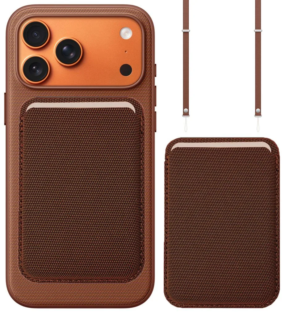 Nakedcellphone Nakedcellphone Woven Case Wallet Crossbody Strap iPhone 17 Pro Sienna Brown — product photo