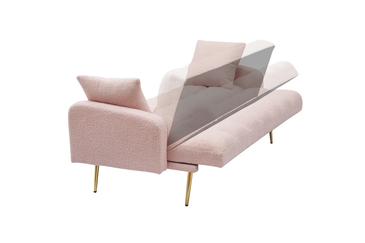 tuphen tuphen 69 Inch Pink Teddy Sofa Bed — product photo