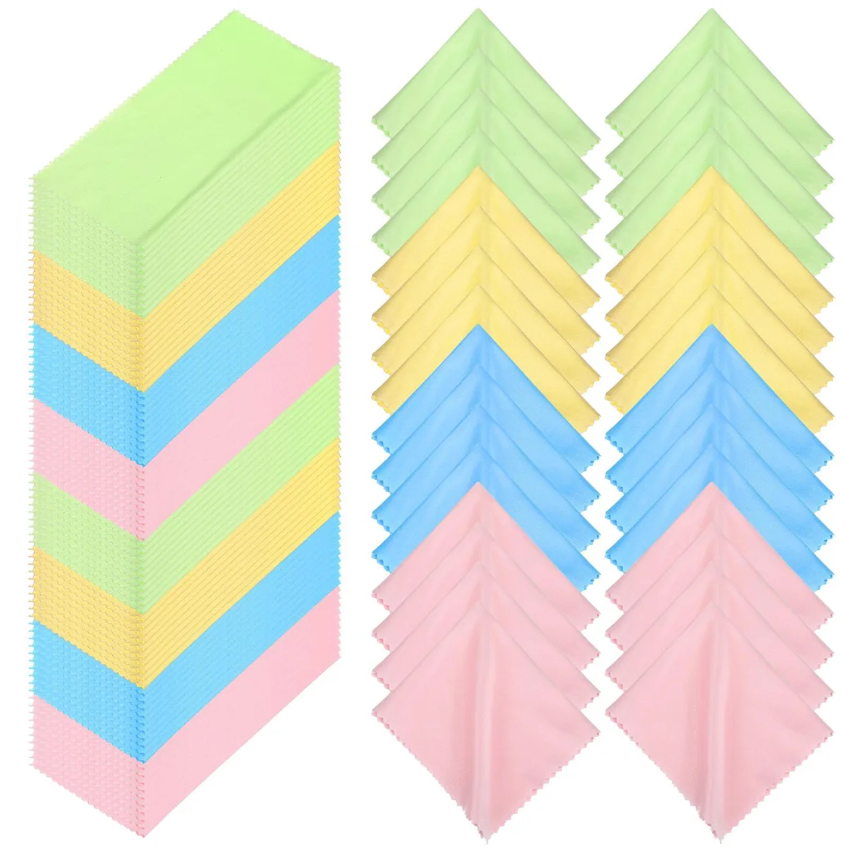 300 Pcs Microfiber Glass Cleaning Cloths Mixed Colors 6x7 Inch — product photo