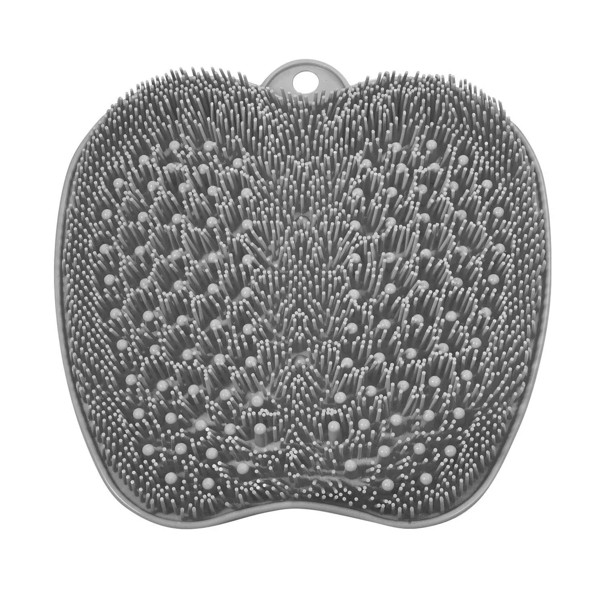 Square teal foot scrubber mat with dense bristles and suction cups