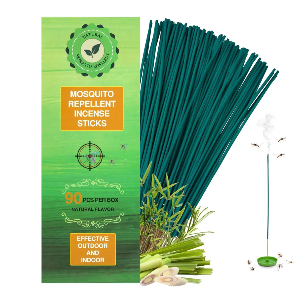 Box of 90 thin incense sticks in a cardboard sleeve
