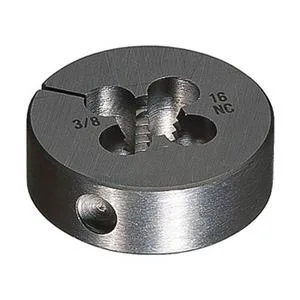 Round adjustable threading die in bright uncoated high speed steel