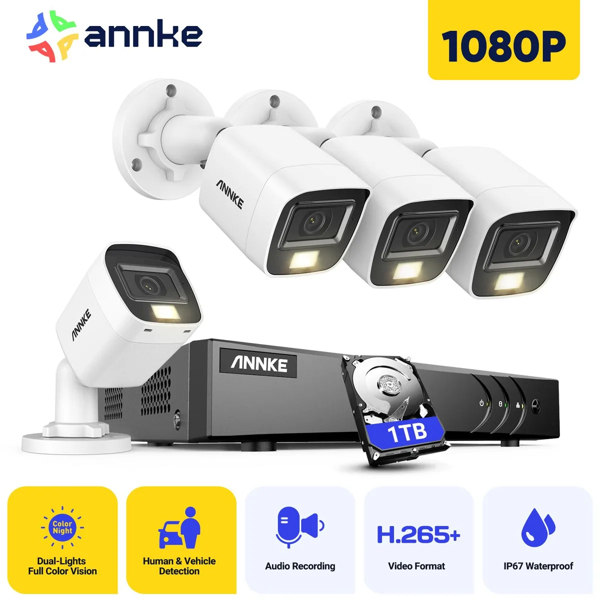 Annke Annke 8CH Wired Outdoor Surveillance Security System 1TB HDD White — product photo