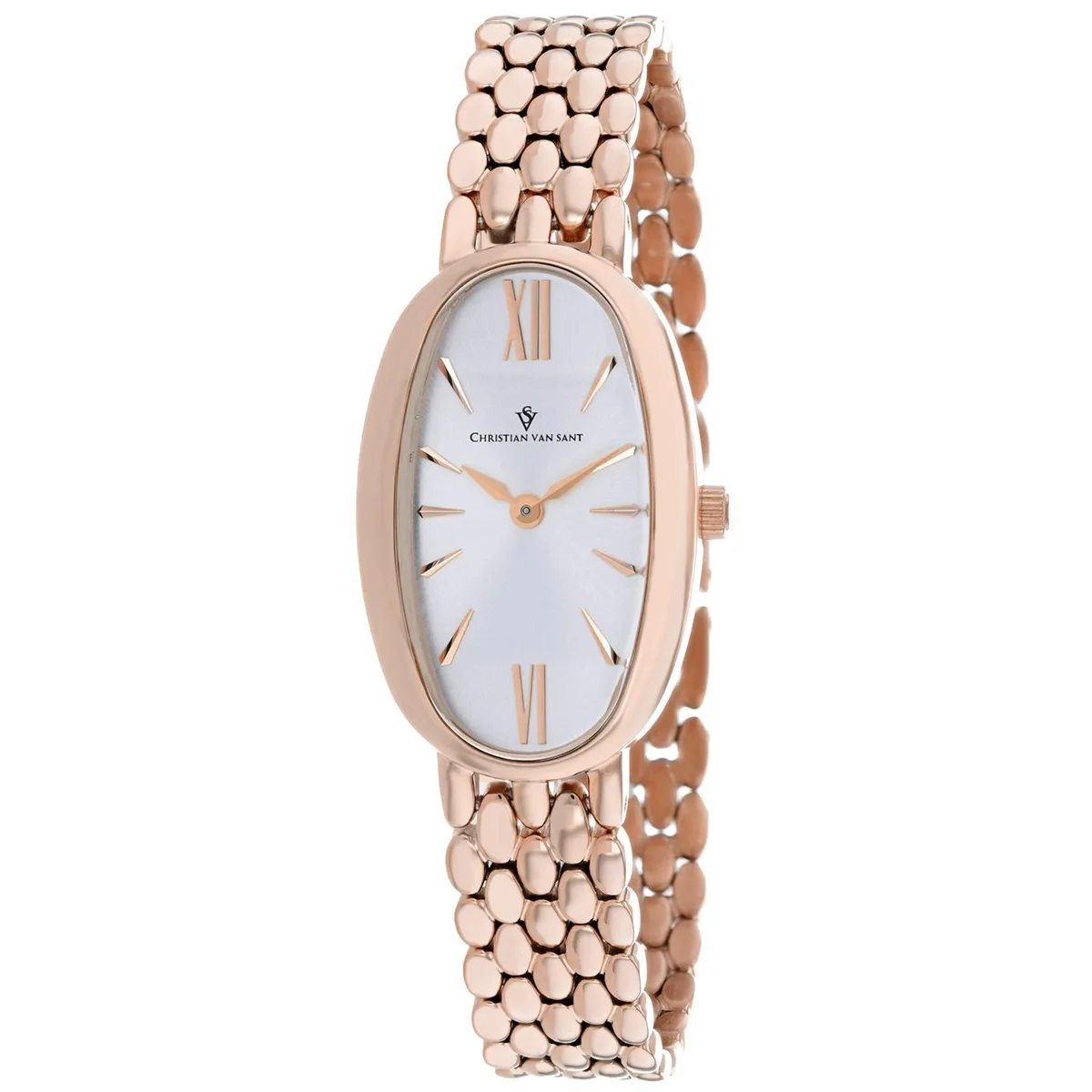 Silver stainless steel watch with matching bracelet and silver dial