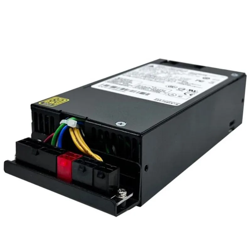 Compact 1U 500W power supply unit with metal casing and rear fan grille