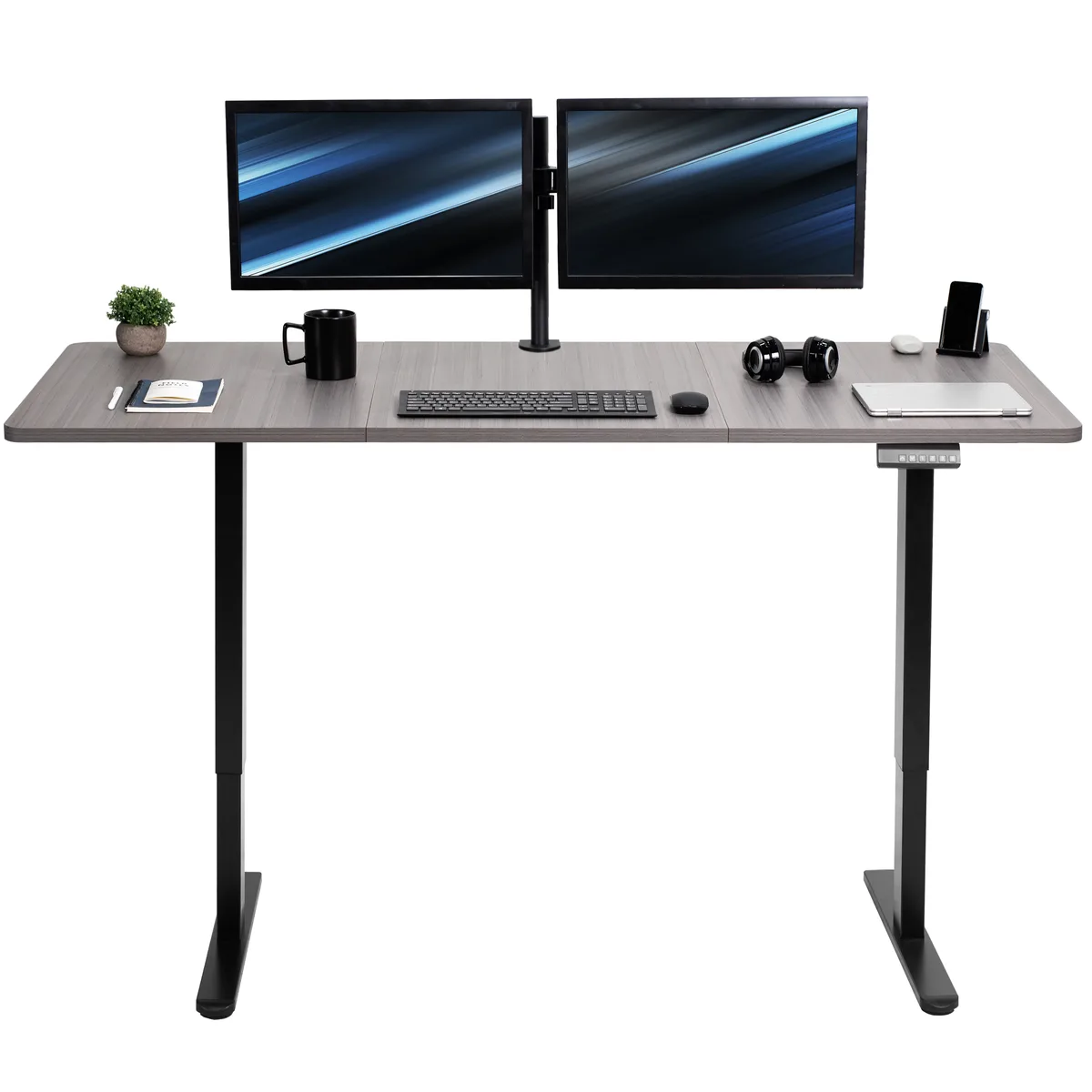VIVO VIVO Electric Dual Motor Standing Desk 71 x 30 Dark Gray Top Black Frame — product photo