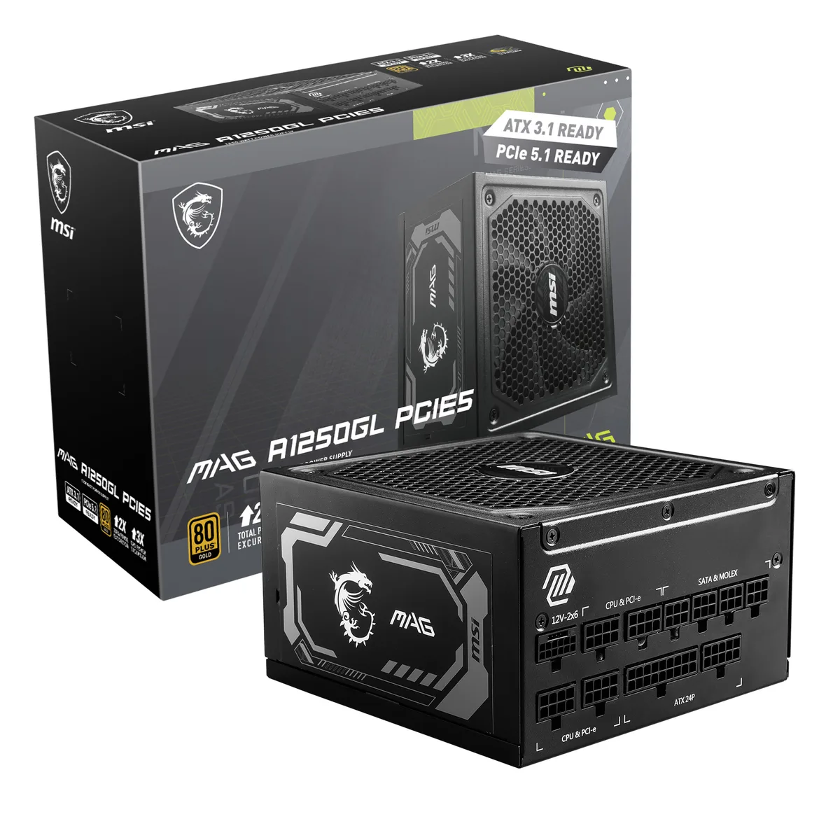 MSI MSI MAG A1250GL PCIE5 power supply — product photo