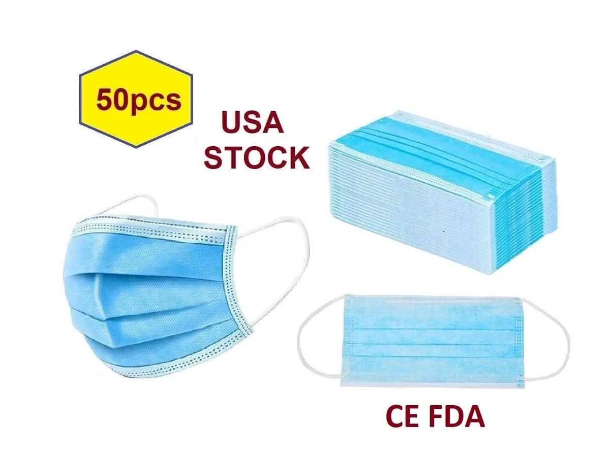 E-POWER E-POWER 3-Layer Disposable Face Mask Blue 50pcs CE FDA — product photo